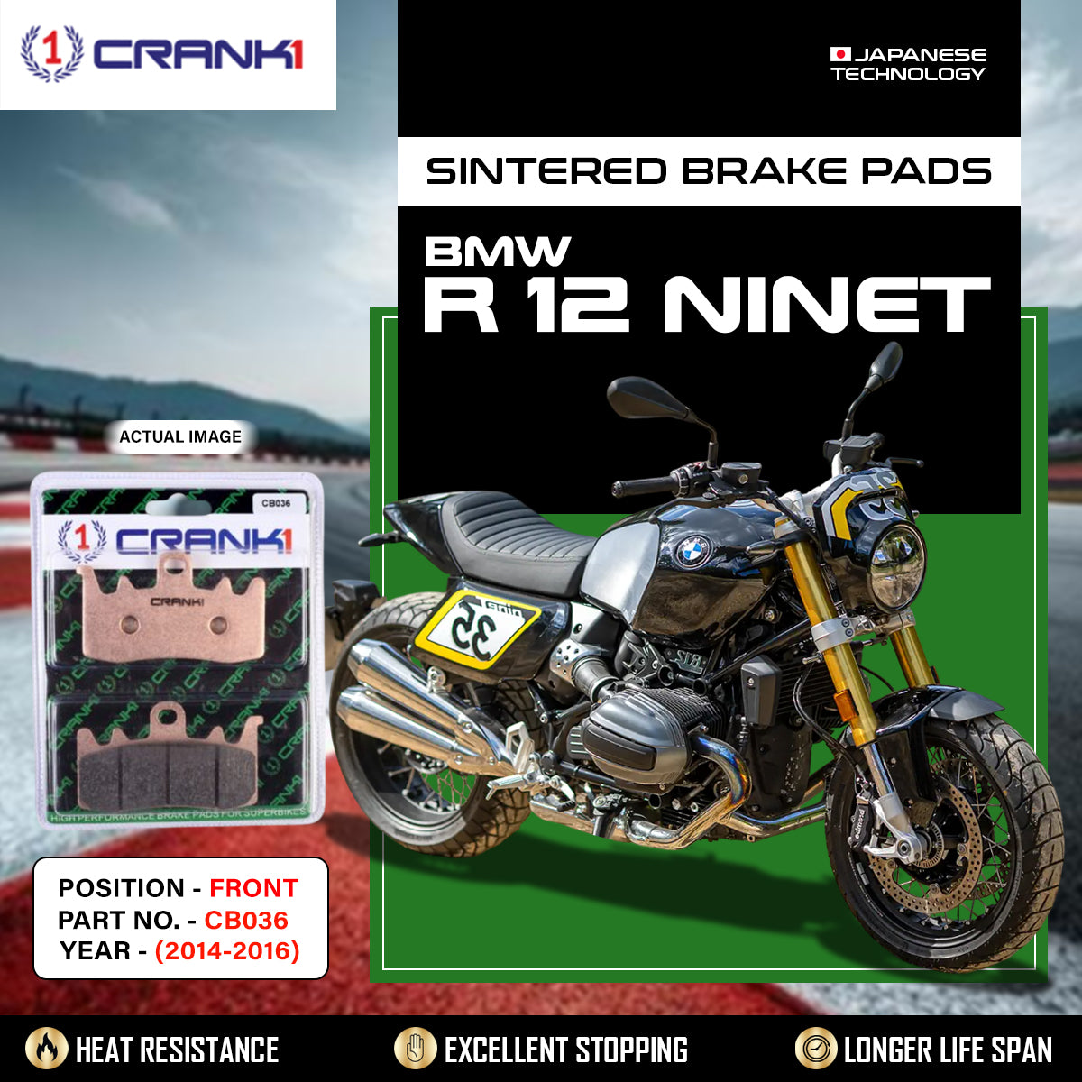 Sintered Brake Pads For BMW R 12 nineT (2014-2016) - Front - CB036 - 2 Sets