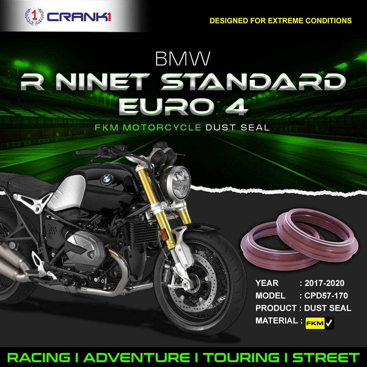 Fork Dust Seals Pair For BMW R nineT Standard Euro 4 (2017-2020) - CPD57-170