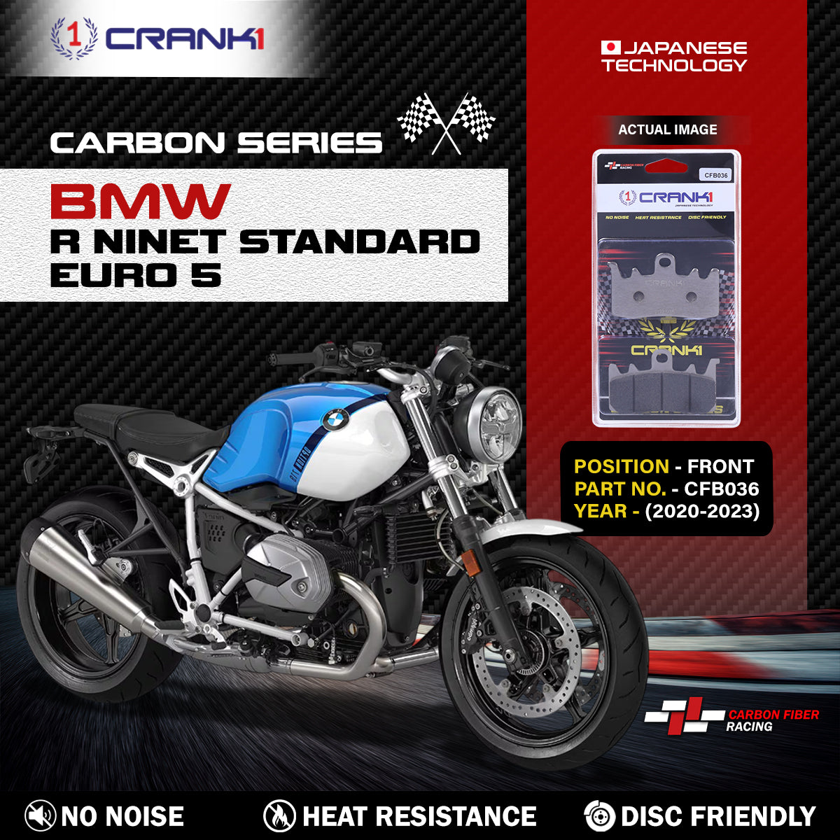 Carbon Brake Pads For BMW R nineT Standard Euro 5 (2020-2023) - Front - CFB036 - 2 Sets