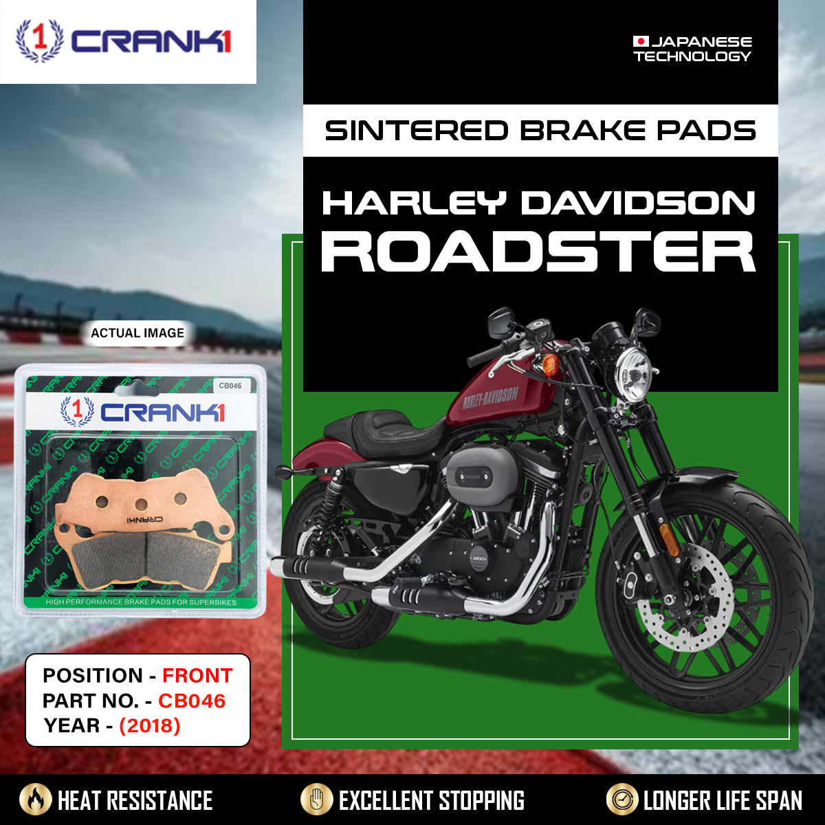 Sintered Brake Pads For Harley Davidson Roadster (2018) - Front - CB046 - 2 Sets