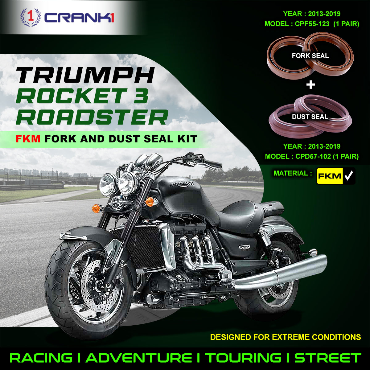 Fork And Dust Seals Kit For Triumph Rocket 3 Roadster (2013-2019)