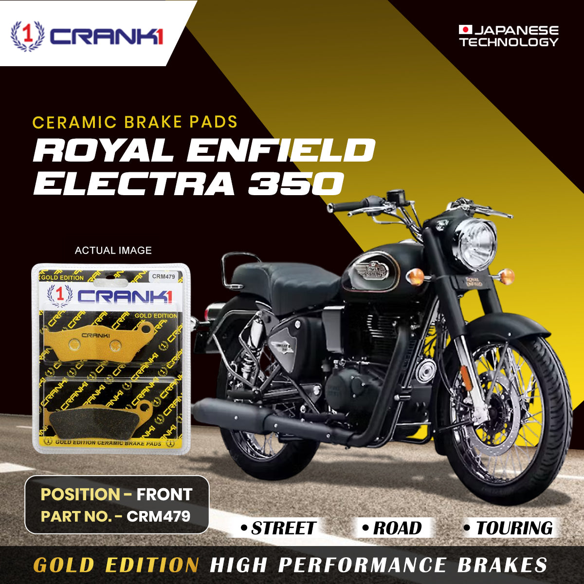 Ceramic Brake Pads For Royal Enfield Electra 350 - Front - CRM479