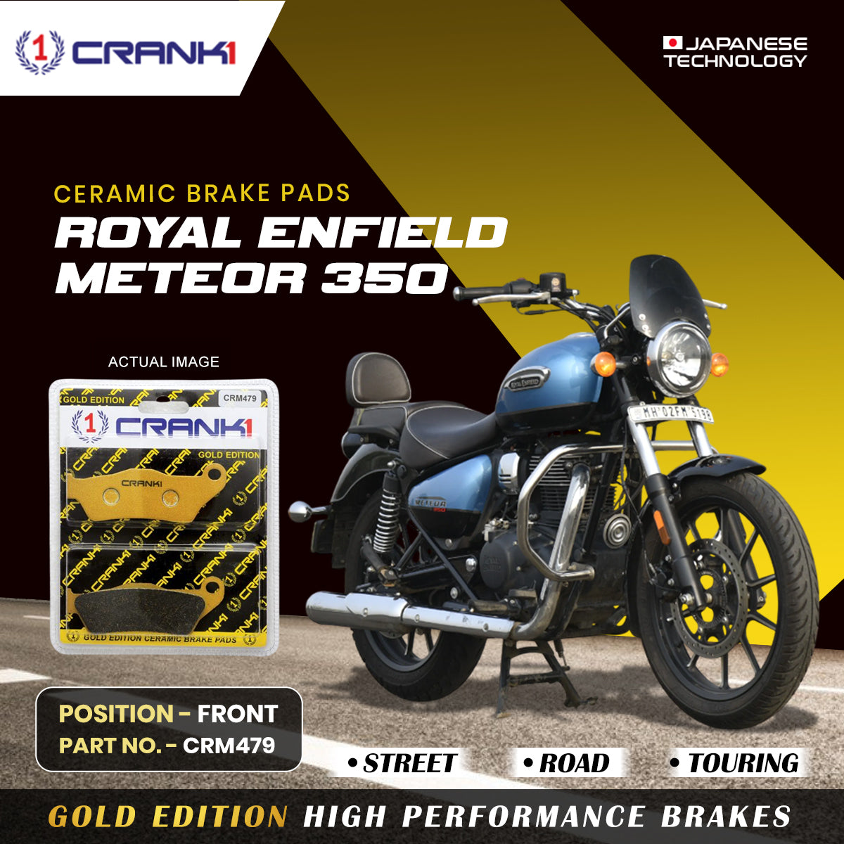 Ceramic Brake Pads For Royal Enfield Meteor 350 - Front - CRM479