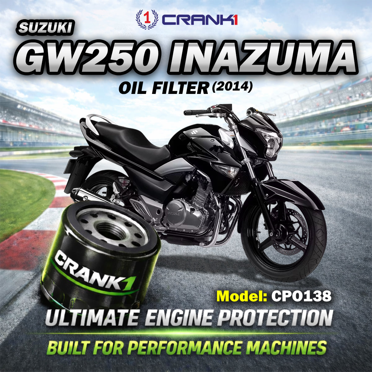 Oil Filter For Suzuki GW250 Inazuma (2014) - CPO138