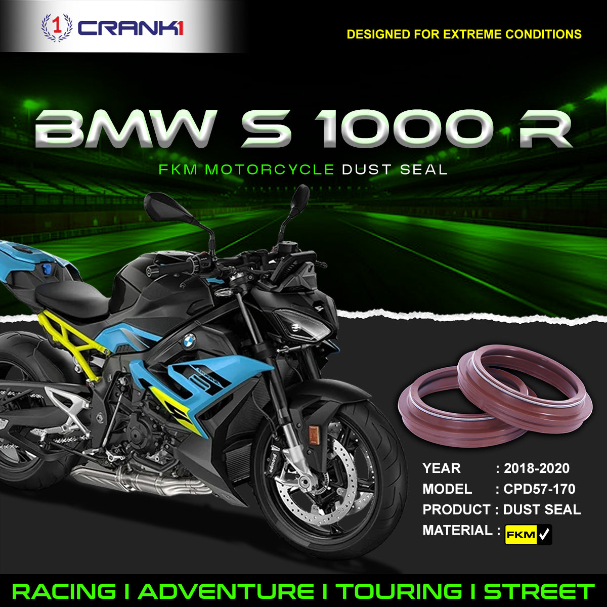 Fork Dust Seals Pair For BMW S 1000 R (2018-2020) - CPD57-170