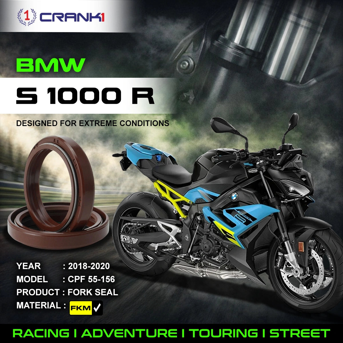 Fork Oil Seals Pair For BMW S 1000 R (2018-2020) - CPF55-156