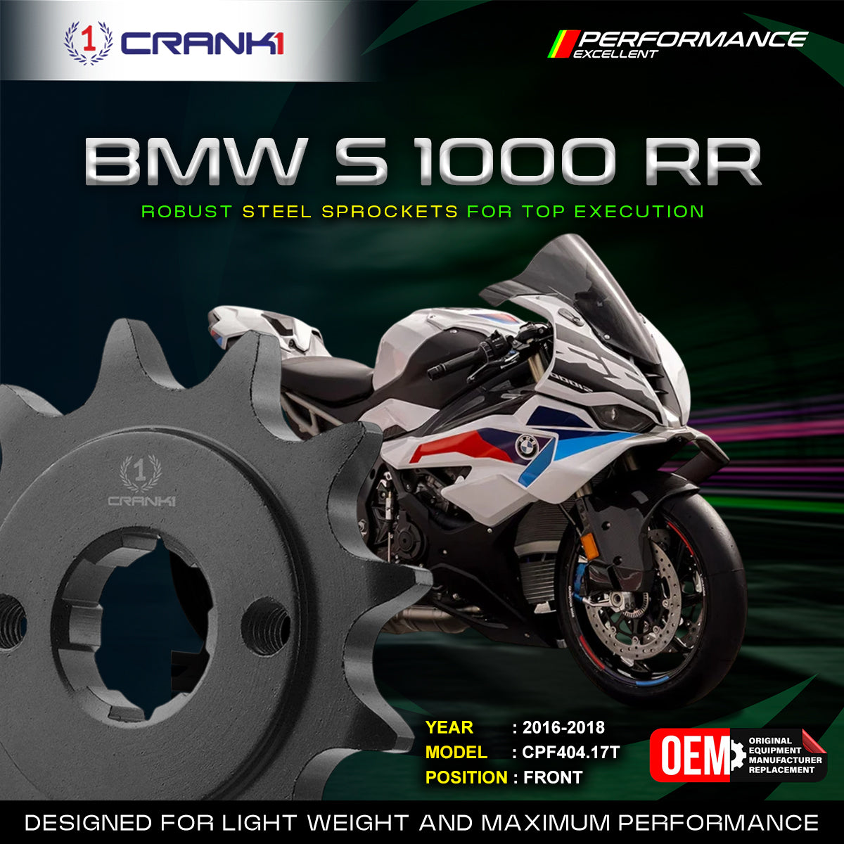 Sprocket For BMW S 1000 RR (2016-2018) - Front - CPF404.17T