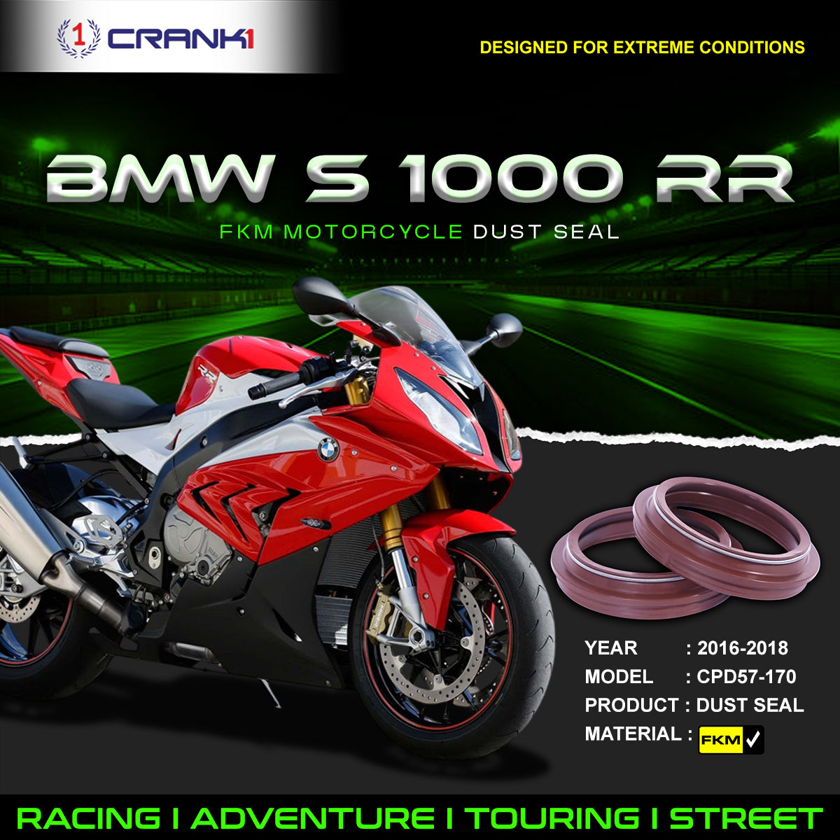 Fork Dust Seals Pair For BMW S 1000 RR (2016-2018) - CPD57-170