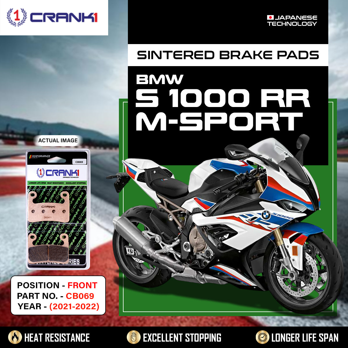 Sintered Brake Pads For BMW S 1000 RR M-Sport (2021-2022) - Front - CB069 - 2 Sets Required