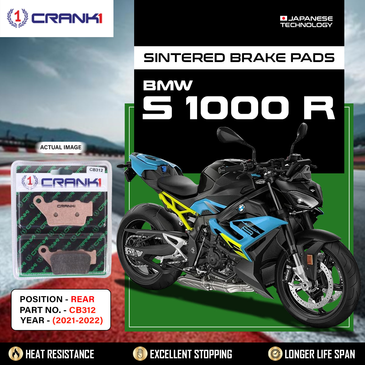Sintered Brake Pads For BMW S 1000 R (2021-2022) - Rear - CB312
