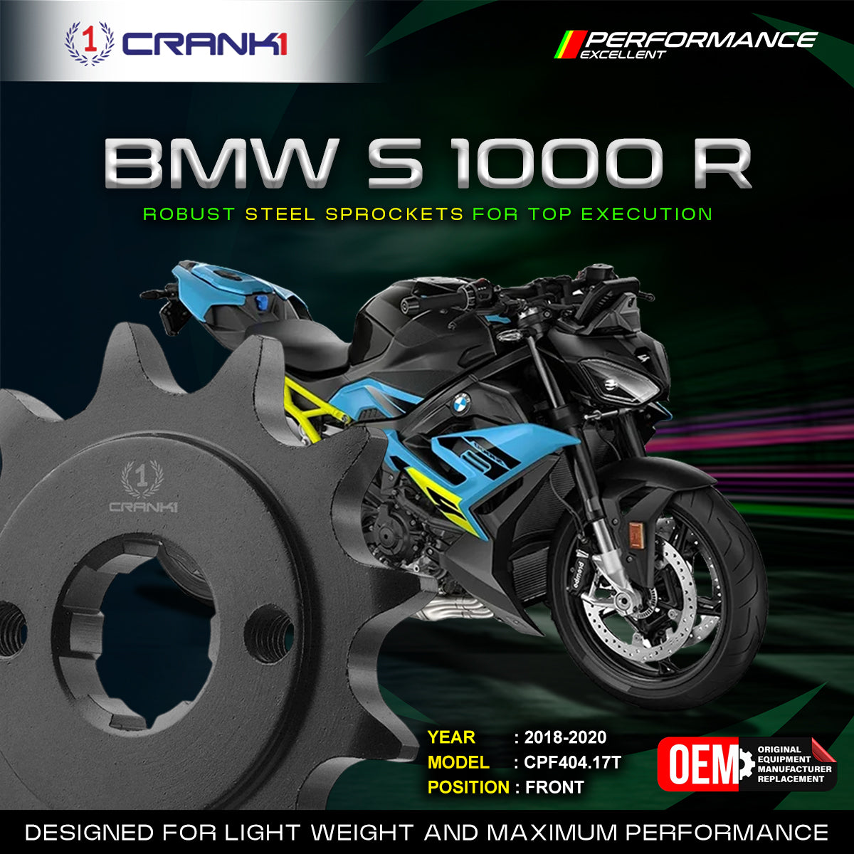 Sprocket For BMW S 1000 R (2018-2020) - Front - CPF404.17T