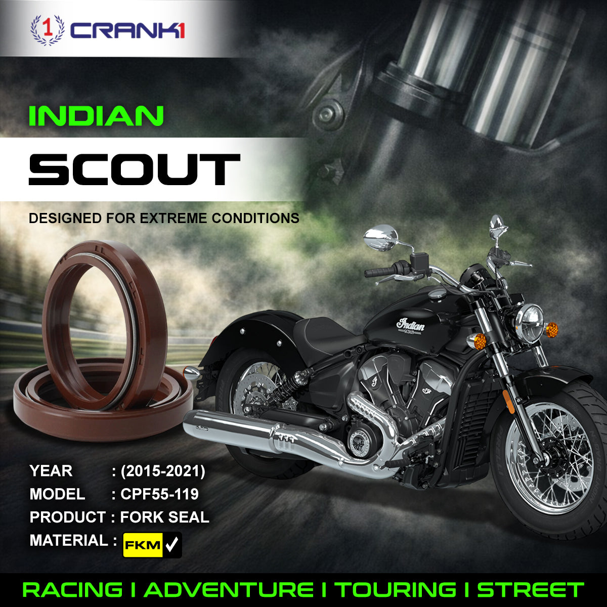 Fork Oil Seals Pair For Indian Scout (2015-2021) - CPF55-119