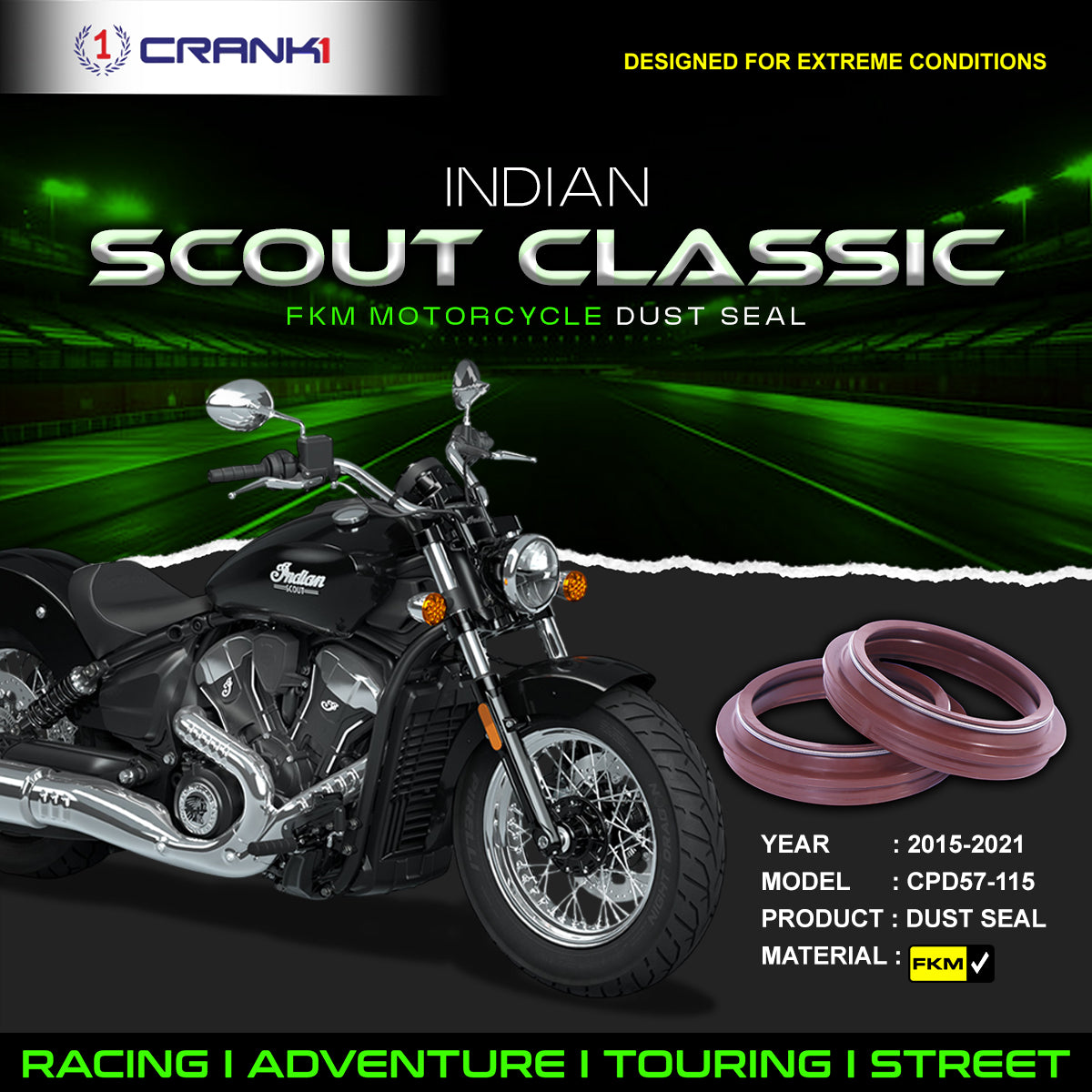 Fork Dust Seals Pair For Indian Scout (2015-2021) - CPD57-115