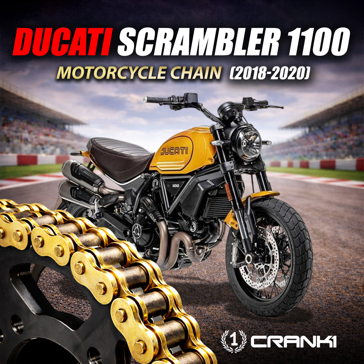 Chain For Ducati Scrambler 1100 (2018-2020) - 525 Pitch x 104 Links Gold (ZVMX)