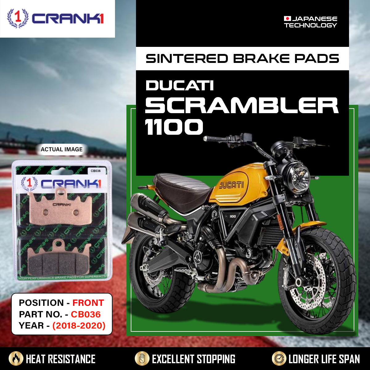 Sintered Brake Pads For Ducati Scrambler 1100 (2018-2020) - Front - CB036 - 2 Sets