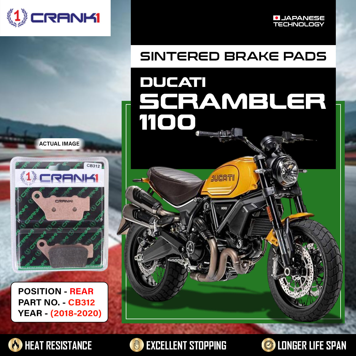 Sintered Brake Pads For Ducati Scrambler 1100 (2018-2020) - Rear - CB312