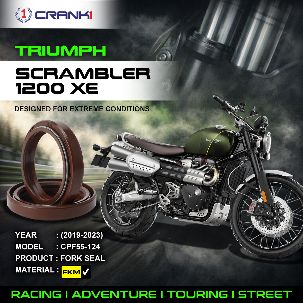 Fork Oil Seals Pair For Triumph Scrambler 1200 XE (2019-2023) - CPF55-124