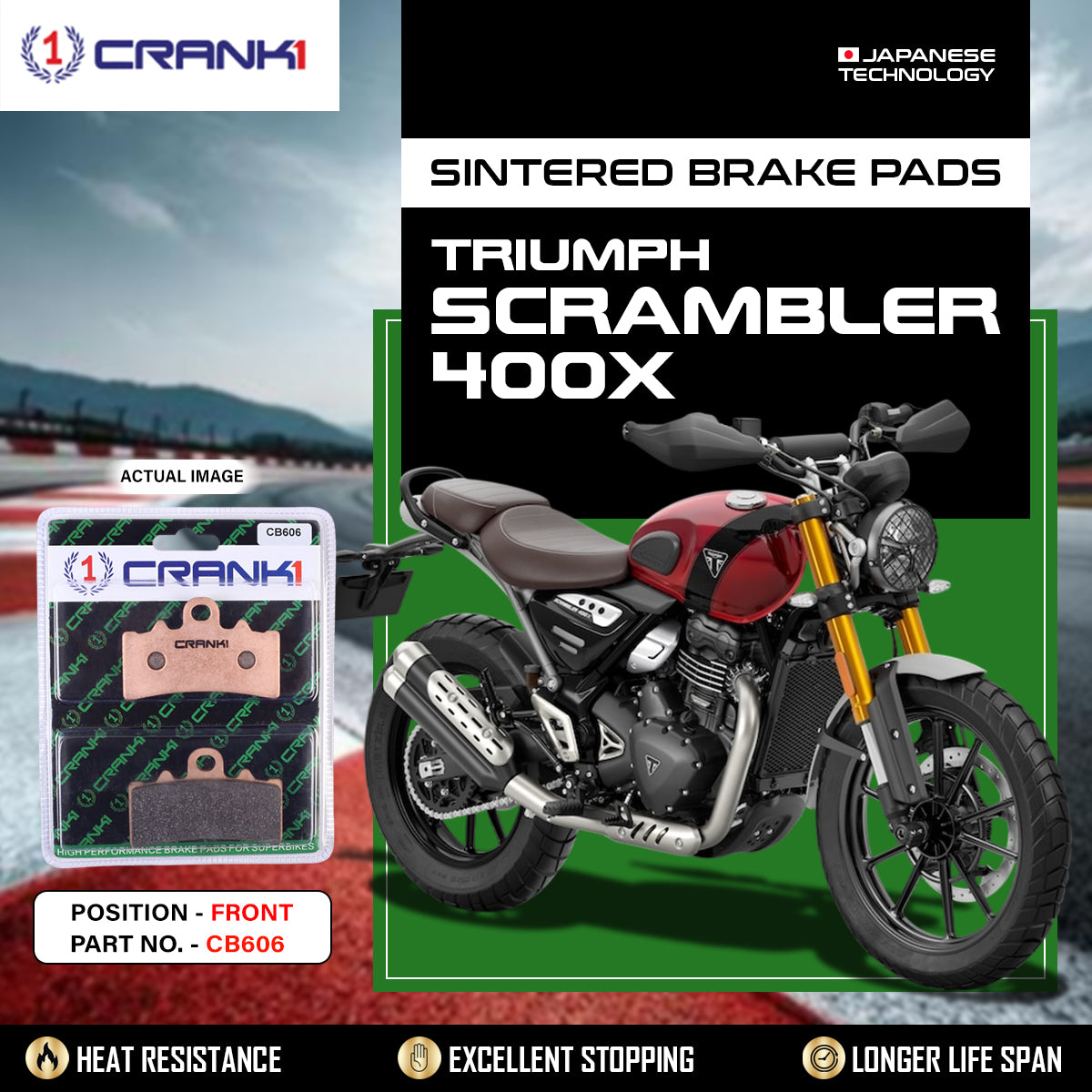 Sintered Brake Pads For Triumph Scrambler 400X - Front - CB606 - 1 Set