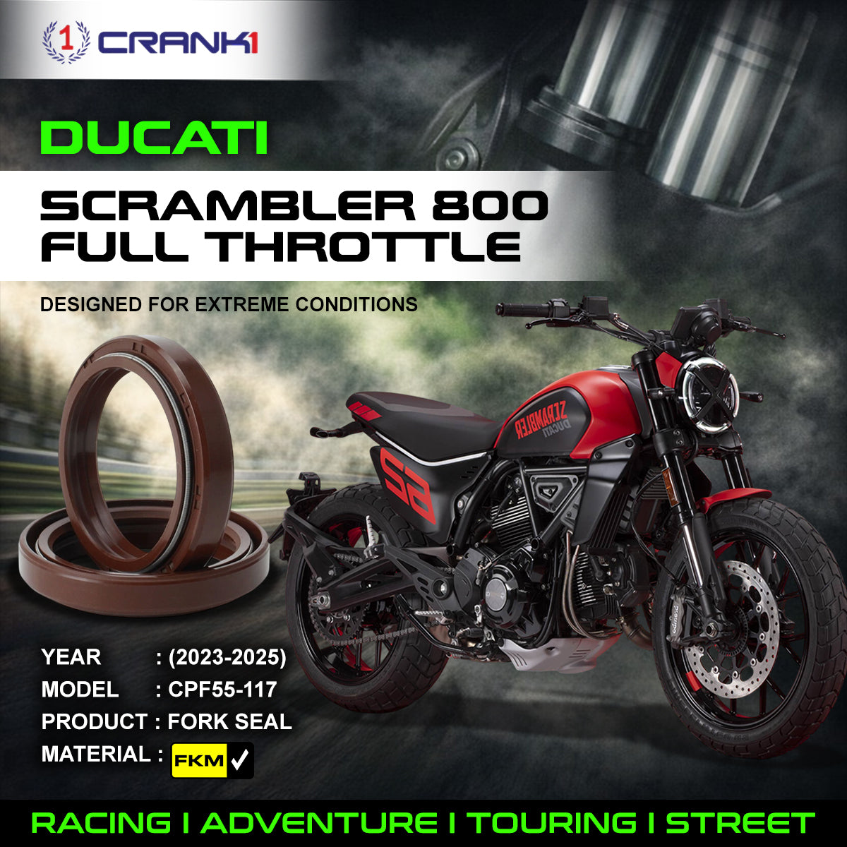 Fork Oil Seals Pair For Ducati Scrambler Full throttle 800 (2023-2025) - CPF55-117