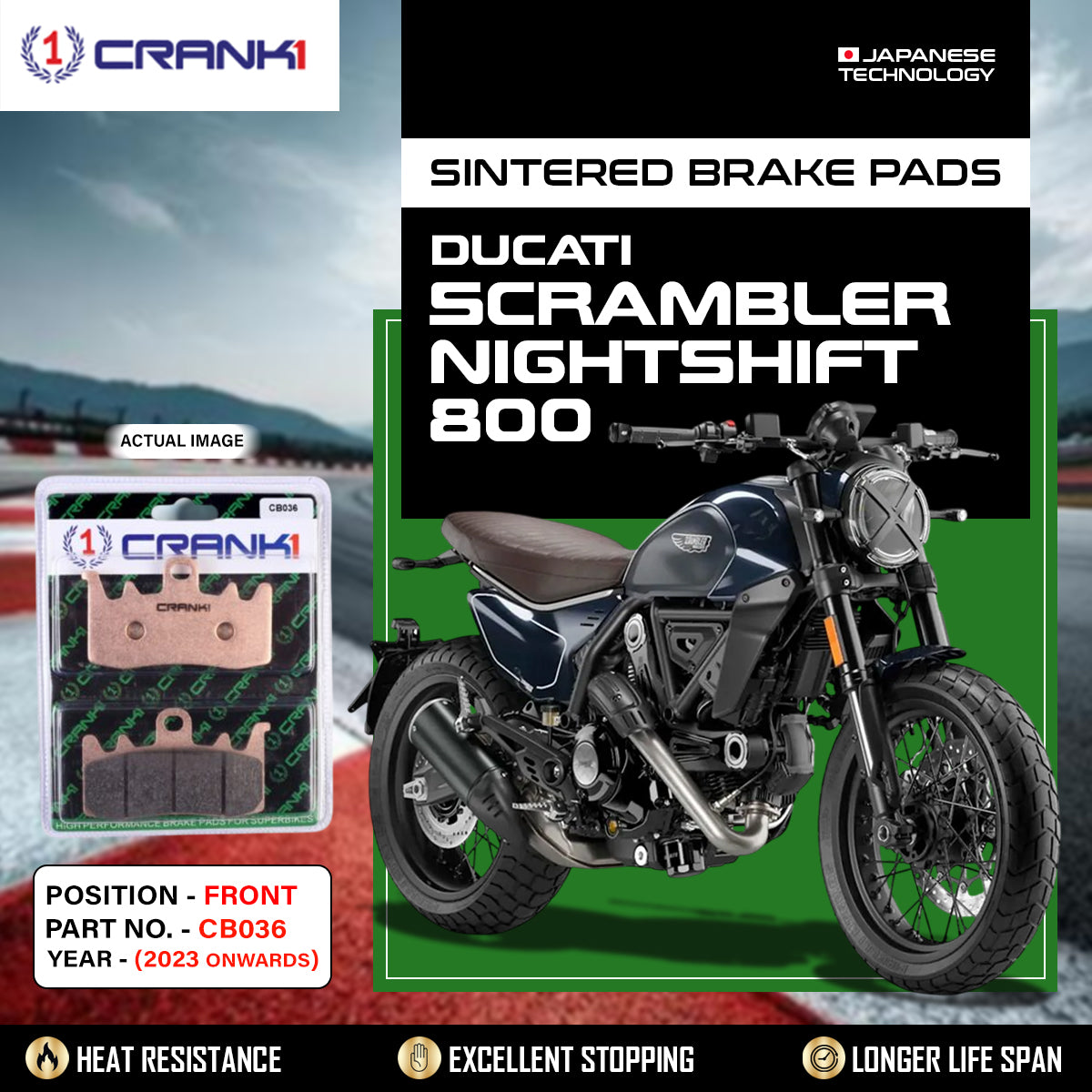 Sintered Brake Pads For Ducati Scrambler Nightshift 800 (2023 Onwards) - Front - CB036 - 2 Sets