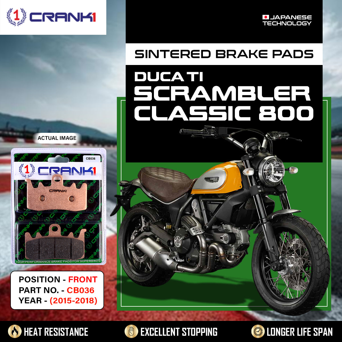 Sintered Brake Pads For Ducati Scrambler Classic 800 (2015-2018) - Front - CB036 - 2 Sets