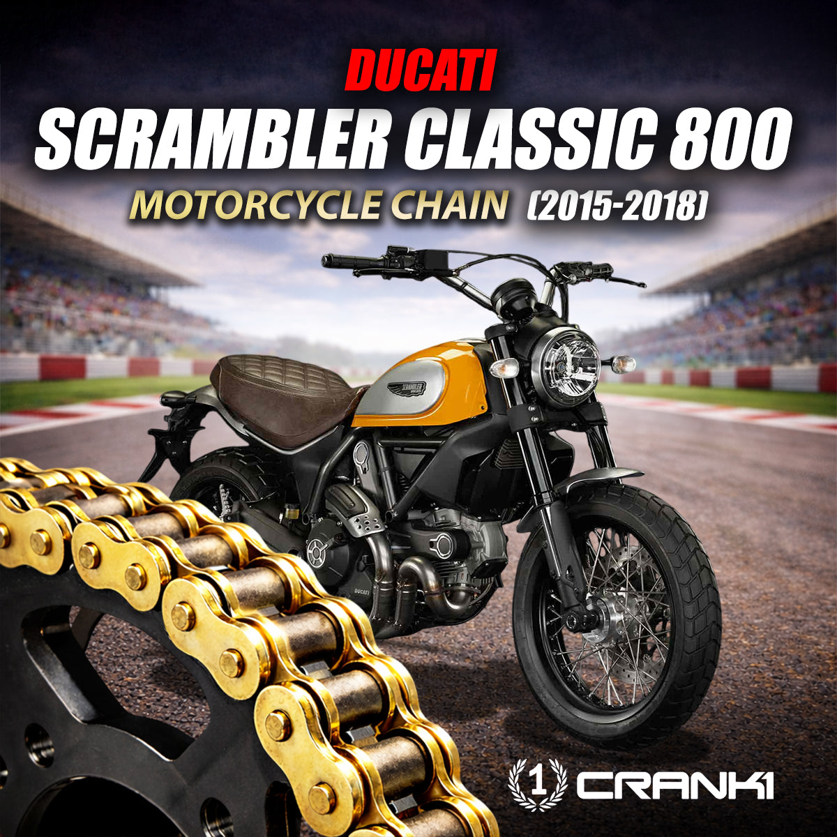 Chain For Ducati Scrambler Classic 800 (2015-2018) - 520 Pitch x 106 Links Gold (ZVMX)