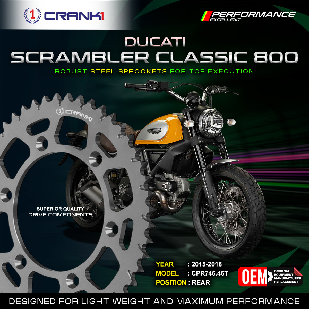 Sprocket For Ducati Scrambler Classic 800 (2015-2018) - Rear - CPR746.46T