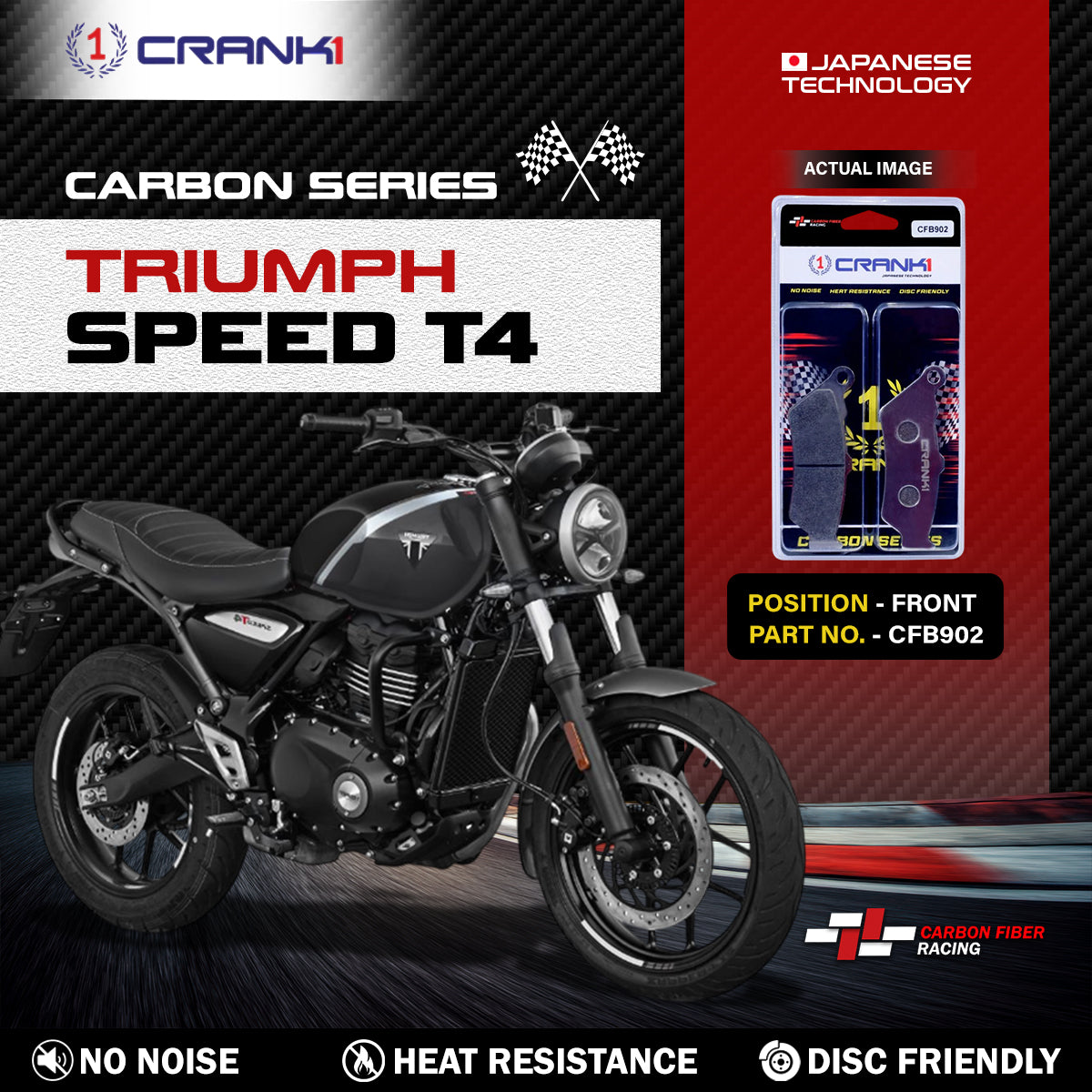 Carbon Brake Pads For Triumph Speed T4 - Front - CFB902