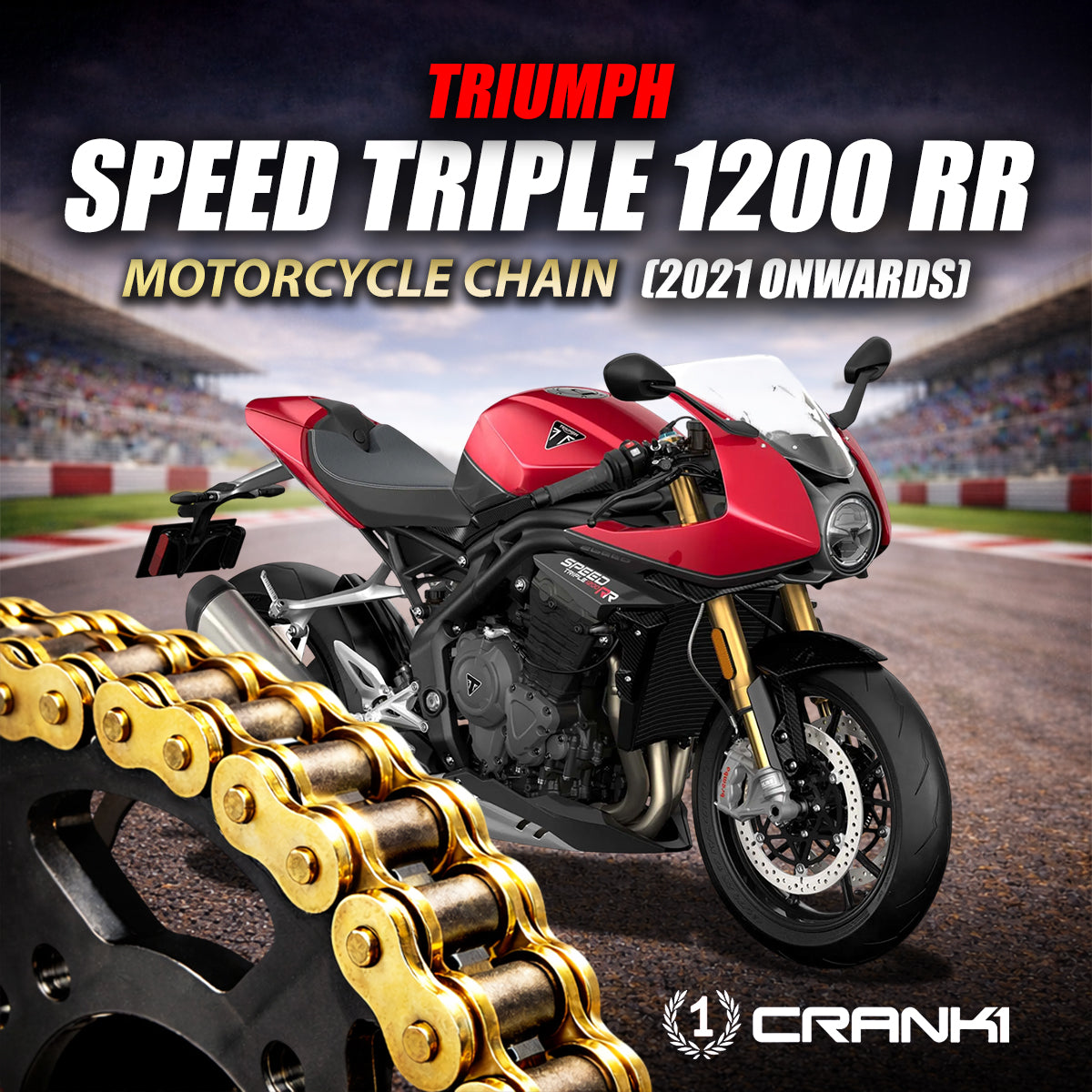 Chain For Triumph Speed Triple 1200 RR (2021 Onwards) - 520 Pitch x 118 Links Gold (ZVMX)