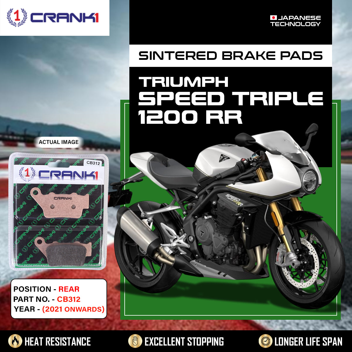 Sintered Brake Pads For Triumph Speed Triple 1200 RR (2021 Onwards) - Rear - CB312