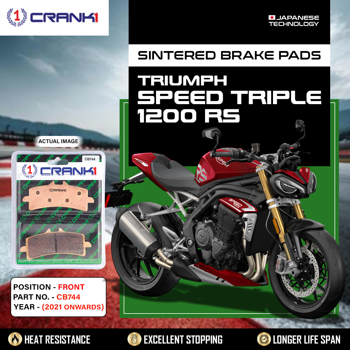 Sintered Brake Pads For Triumph Speed Triple 1200 RS (2021 Onwards) - Front - CB744 - 2 Sets