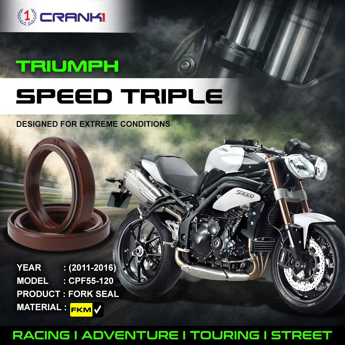 Fork Oil Seals Pair For Triumph Speed Triple (2011-2016) - CPF55-120