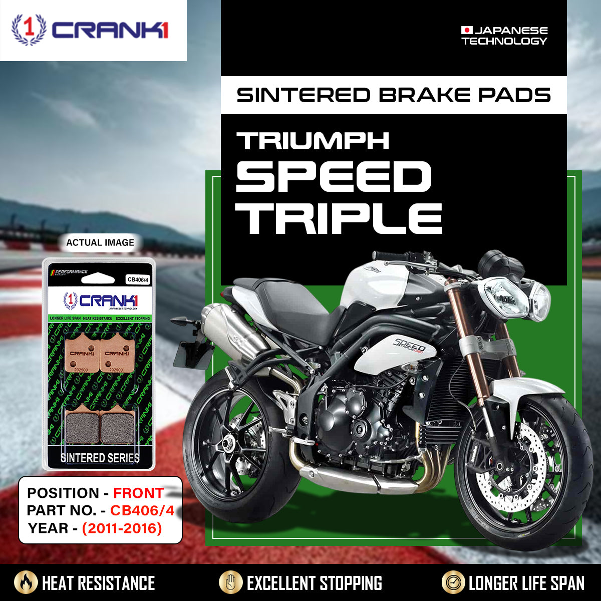 Sintered Brake Pads For Triumph Speed Triple (2011-2016) - Front - CB406/4 - 2 Sets