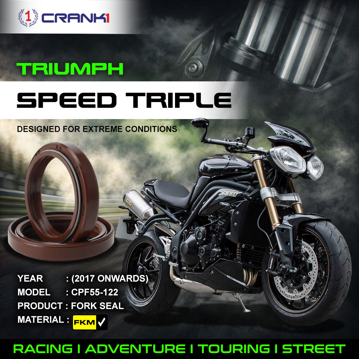 Fork Oil Seals Pair For Triumph Speed Triple (2017 Onwards) - CPF55-122