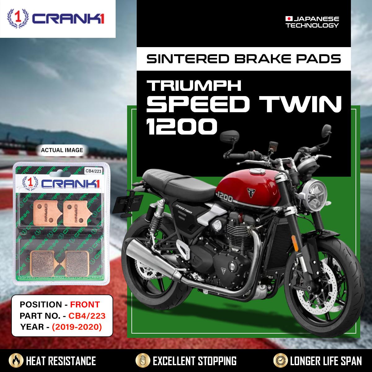 Sintered Brake Pads For Triumph Speed Twin 1200 (2019-2020) - Front - CB4/223 - 2 Sets