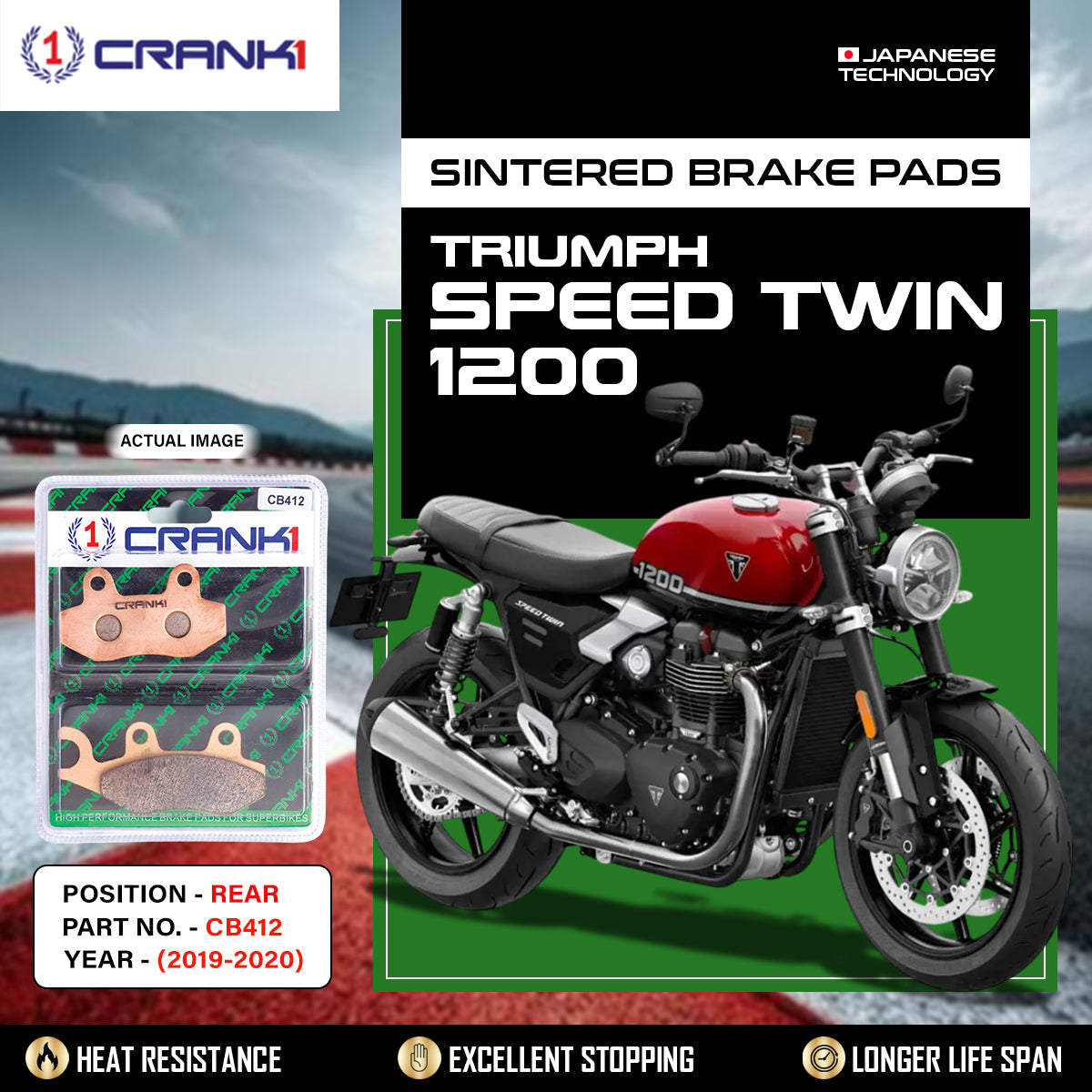 Sintered Brake Pads For Triumph Speed Twin 1200 (2019-2020) - Rear - CB412