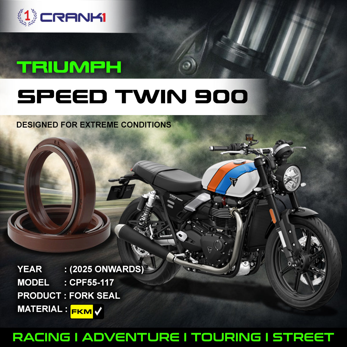 Fork Oil Seals Pair For Triumph Speed Twin 900 (2025 Onwards) - CPF55-117