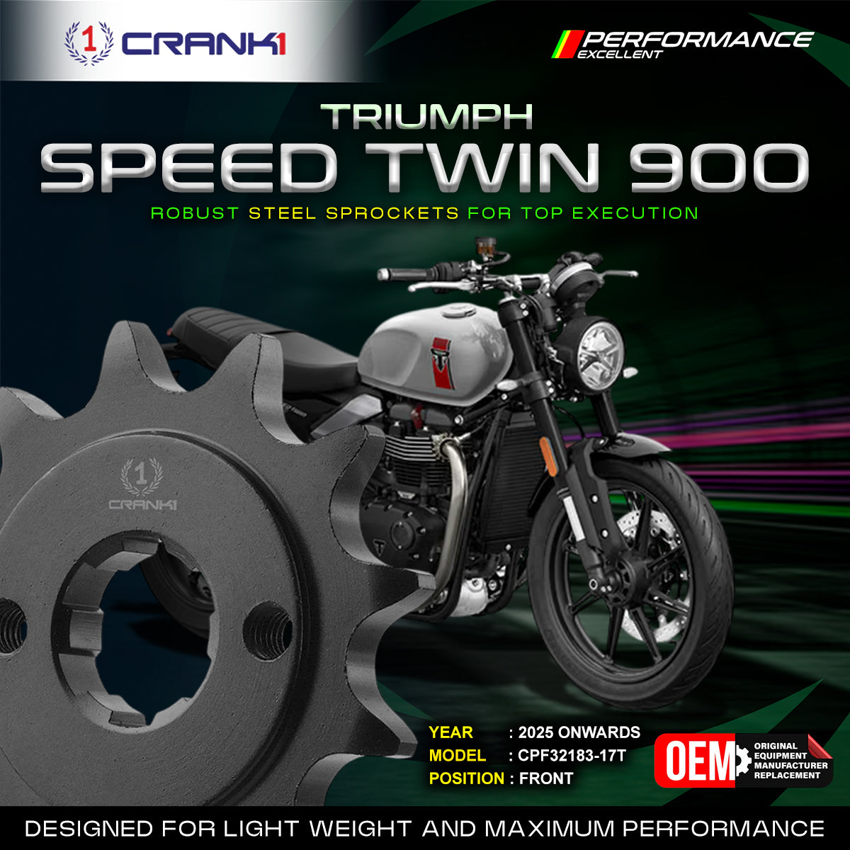 Sprocket For Triumph Speed Twin 900 (2025 Onwards) - Front - CPF32183-17T