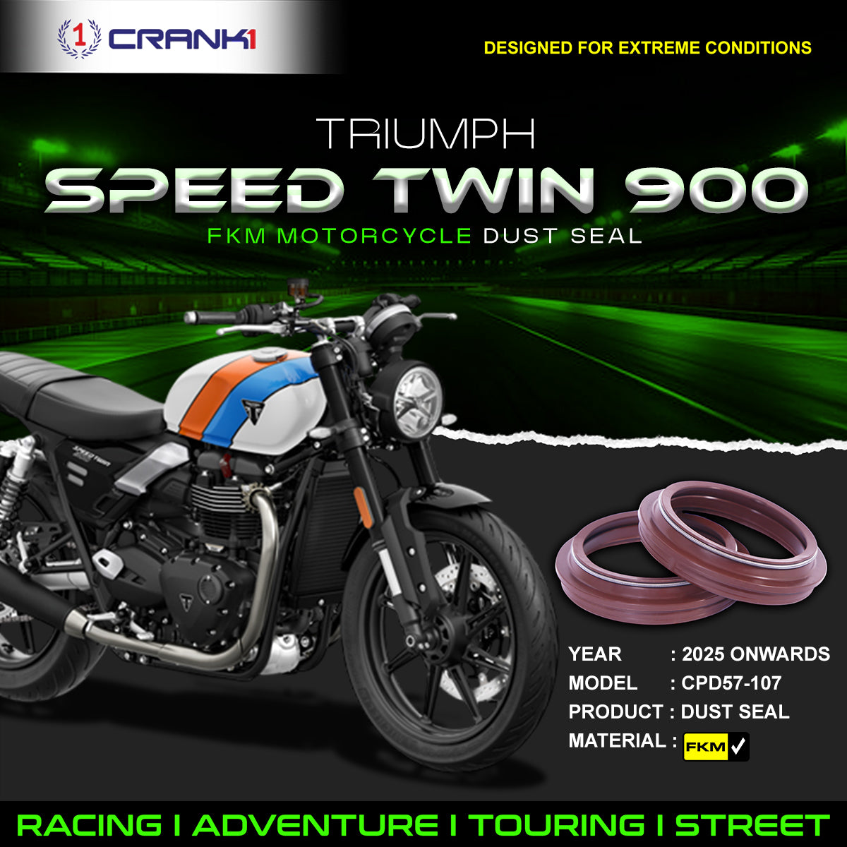Fork Dust Seals Pair For Triumph Speed Twin 900 (2025 Onwards) - CPD57-107