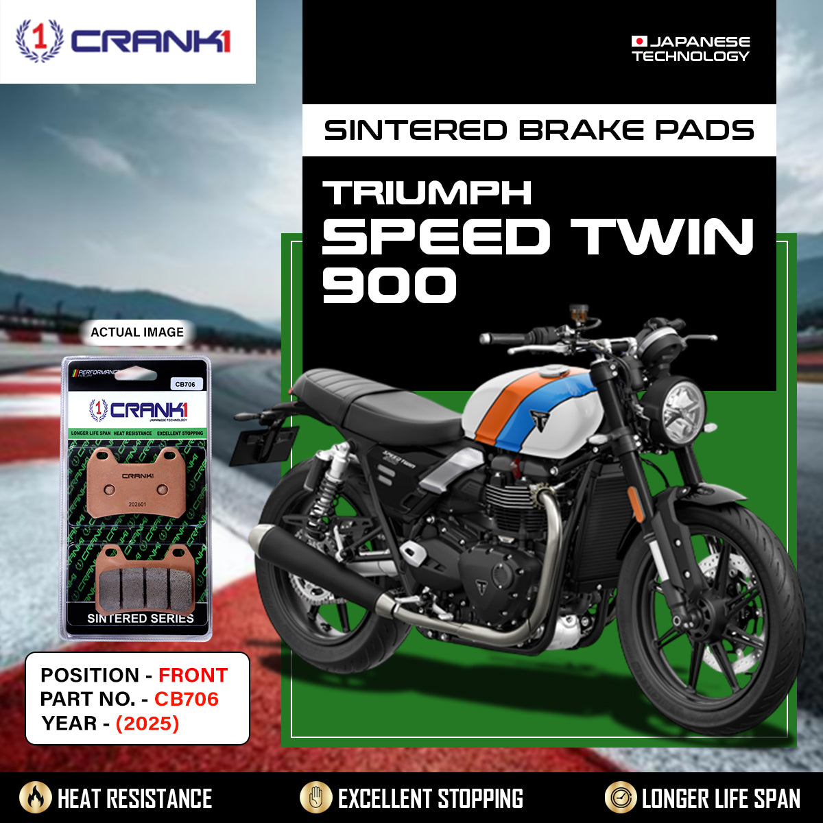 Sintered Brake Pads For Triumph Speed Twin 900 (2025) - Front - CB706 - 2 Sets