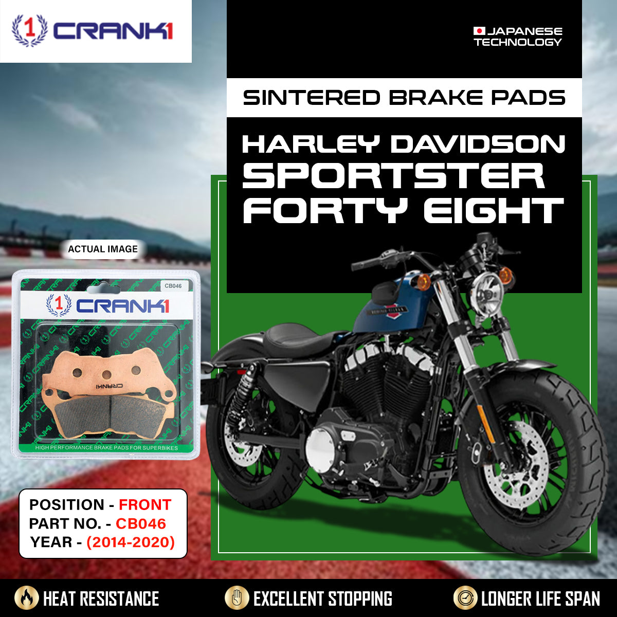 Sintered Brake Pads For Harley Davidson Sportster Forty Eight (2014-2020) - Front - CB046