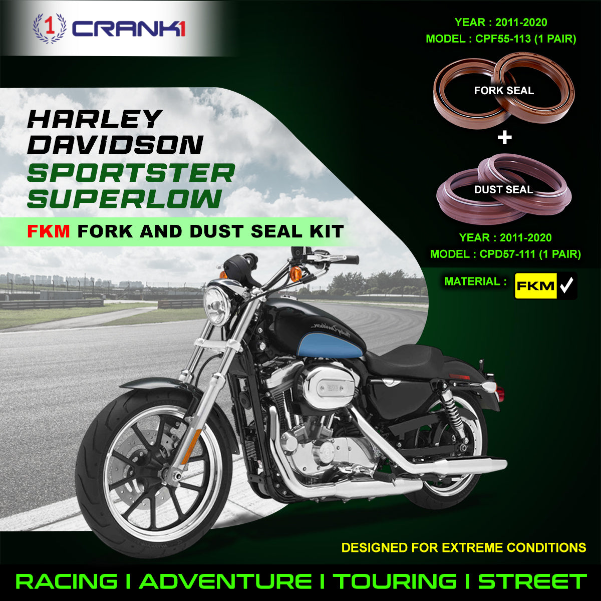 Fork And Dust Seals Kit For Harley Davidson Sportster SuperLow (2011-2020)