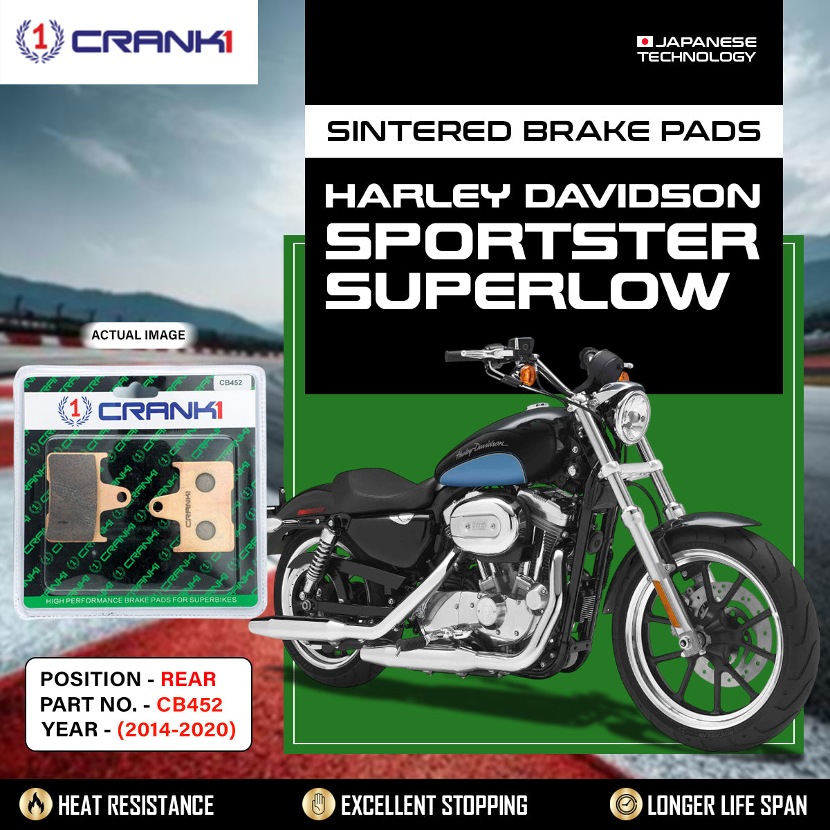 Sintered Brake Pads For Harley Davidson Sportster SuperLow (2014-2020) - Rear - CB452