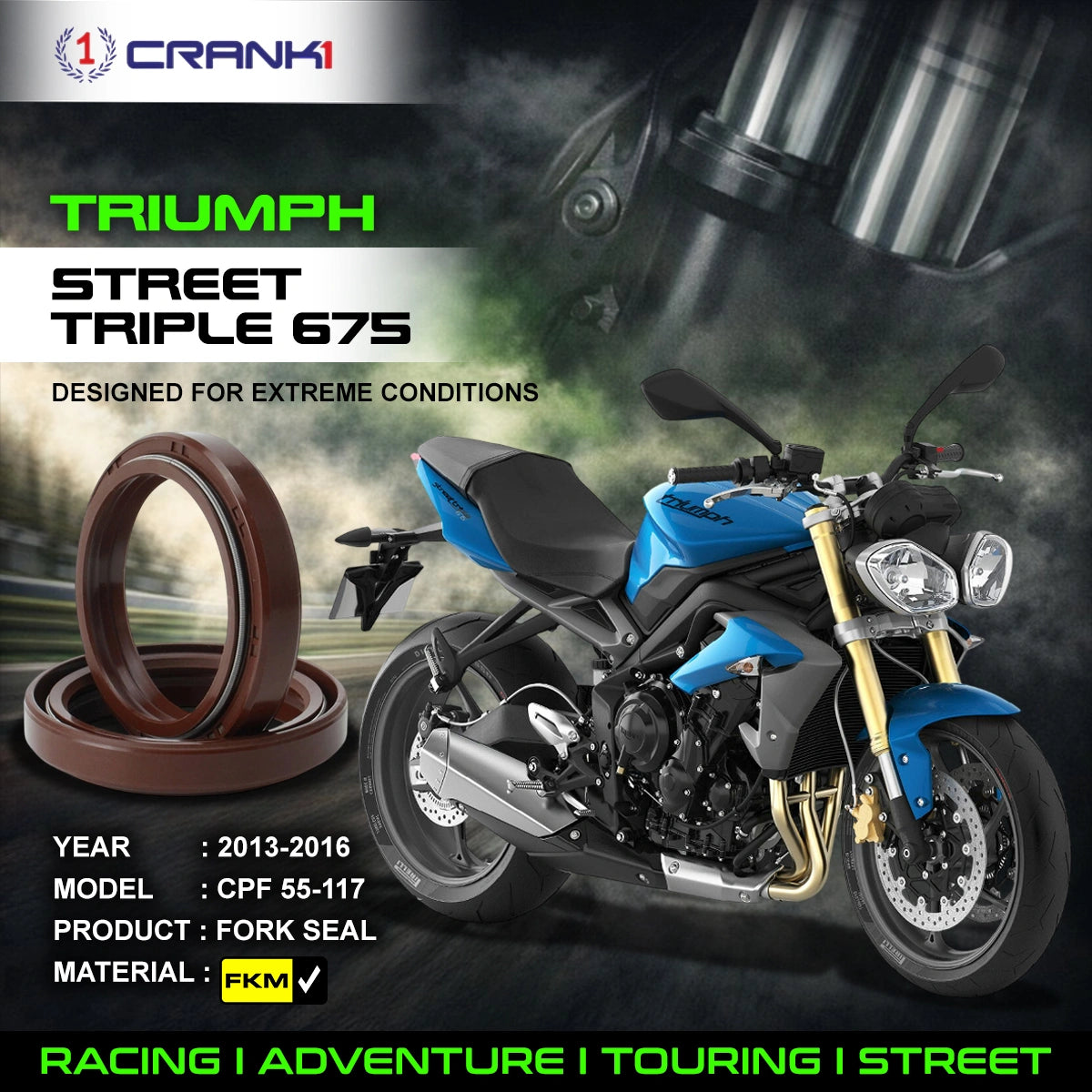 Fork Oil Seals Pair For Triumph Street Triple 675 (2013-2016) - CPF55-117