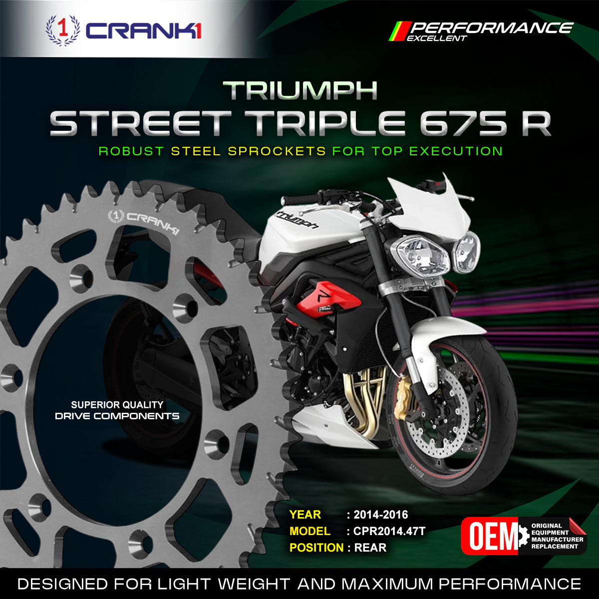 Sprocket For Triumph Street Triple 675 R (2014-2016) - Rear - CPR2014.47T