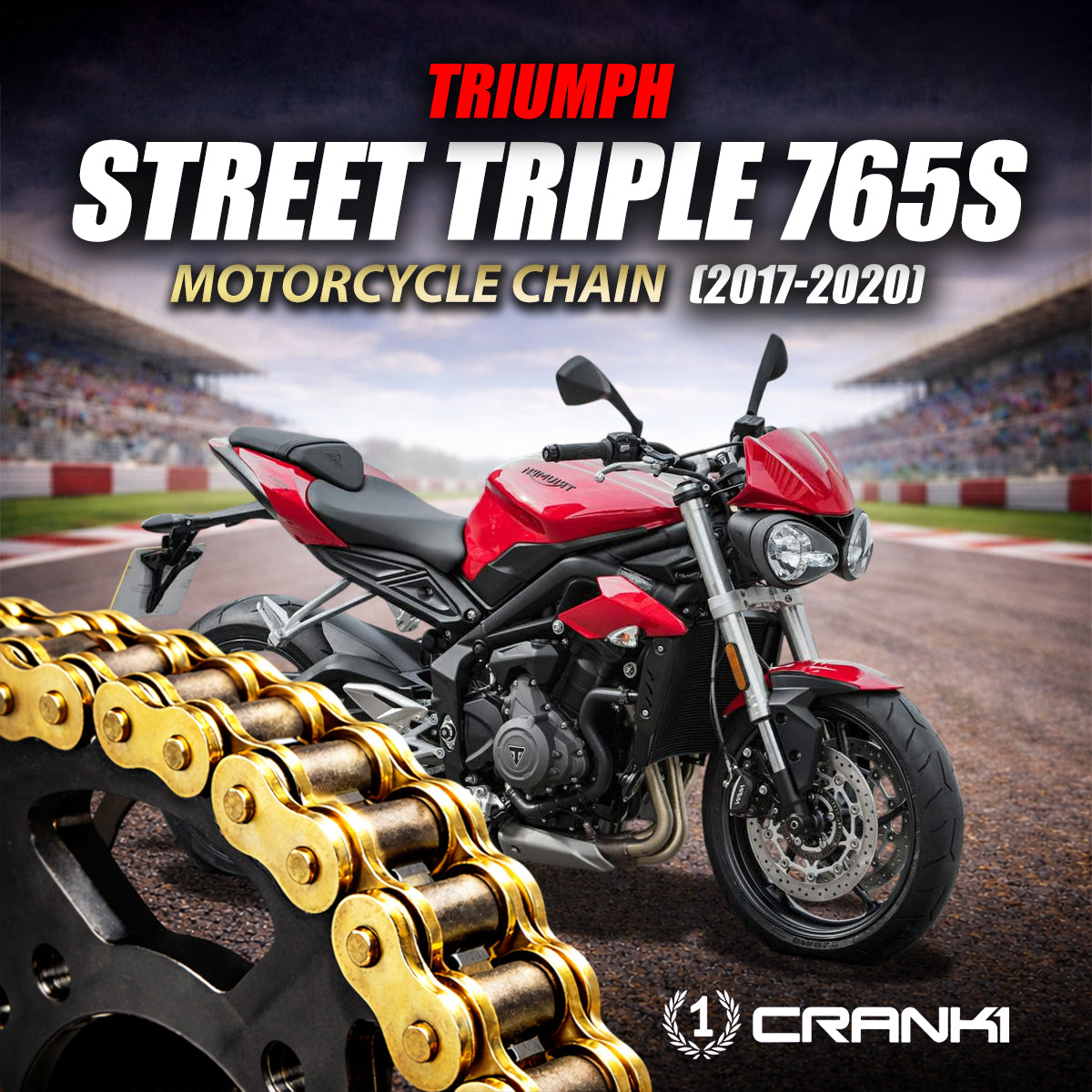 Chain For Triumph Street Triple 765S (2017-2020) - 525 Pitch x 118 Links Gold (ZVMX)