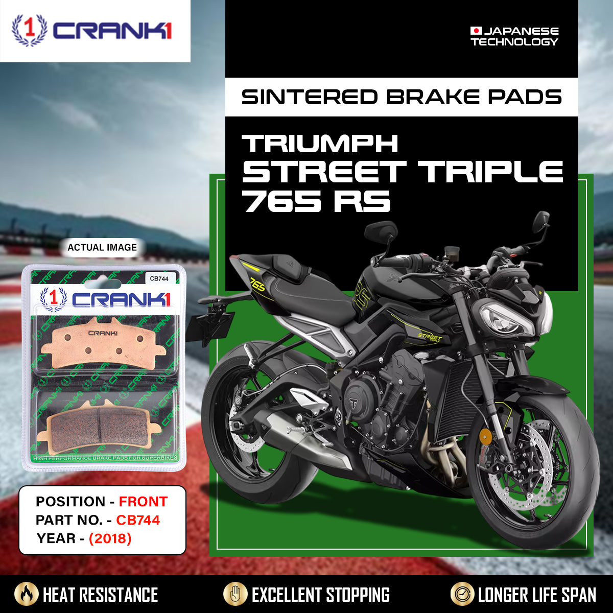 Sintered Brake Pads For Triumph Street Triple 765 RS (2018) - Front - CB744 - 2 Sets