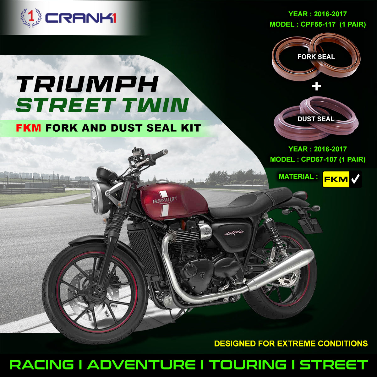Fork And Dust Seals Kit For Triumph Street Twin (2016-2017)