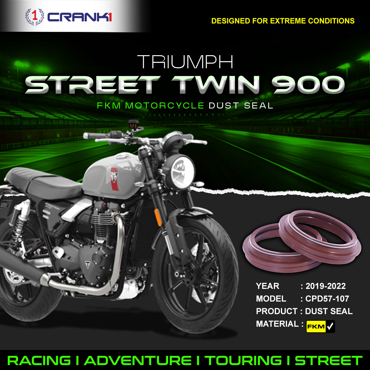 Fork Dust Seals Pair For Triumph Street Twin 900 (2019-2022) - CPD57-107