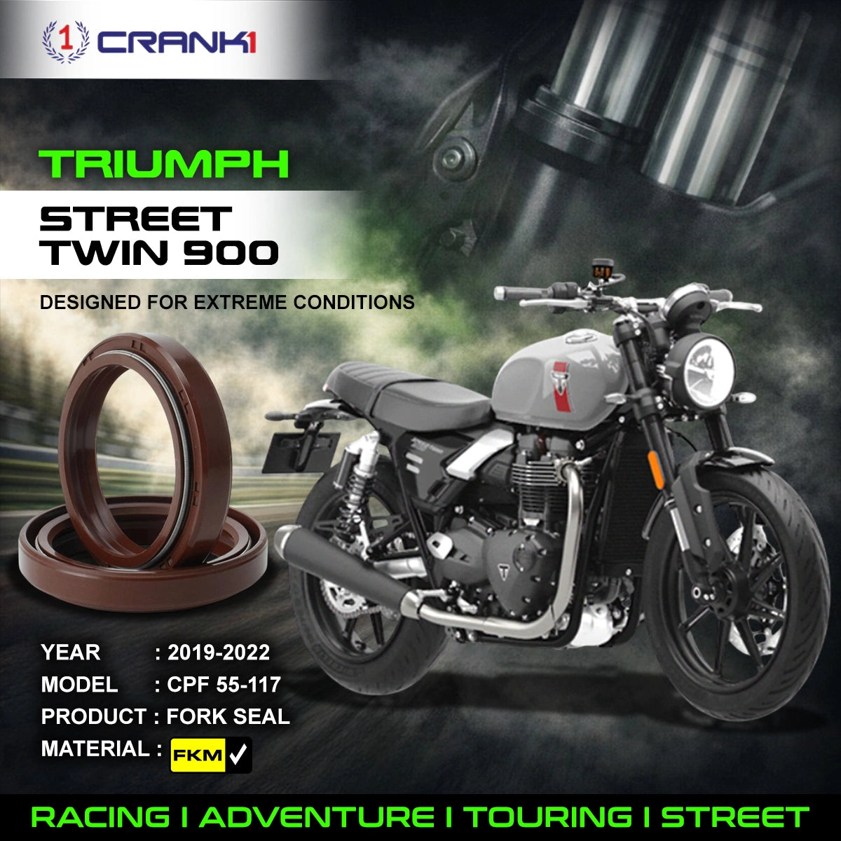Fork Oil Seals Pair For Triumph Street Twin 900 (2019-2022) - CPF55-117